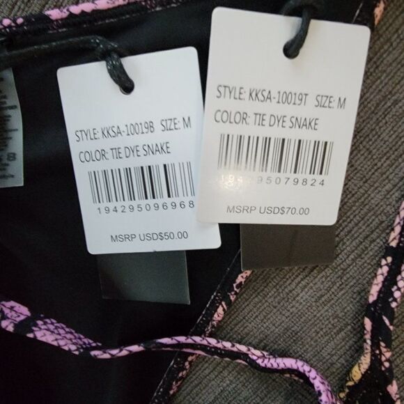 Kendall & Kylie Women's Mesh Trim Tie Dye Snake Triangle Bikini Set Size… - Picture 14 of 16